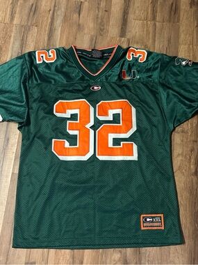 Miami Hurricanes #32 Football Jersey Green Mens XXL Colosseum NCAA